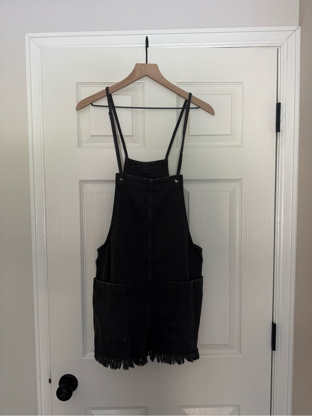 aerie Black Casual Denim Short Overalls